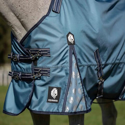 Equinavia Thunder 360 Detachable Neck Light Weight Turnout Blanket 100g - Bluestone Blue - 84 in - color: Bluestone Blue, size: 84 in