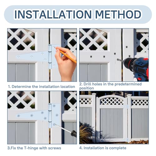 5" Zinc Plated Gate Hinges, 10 Pack T Strap Hinges Heavy Duty for Fence - color: Zinc, size: 5" - 10pack