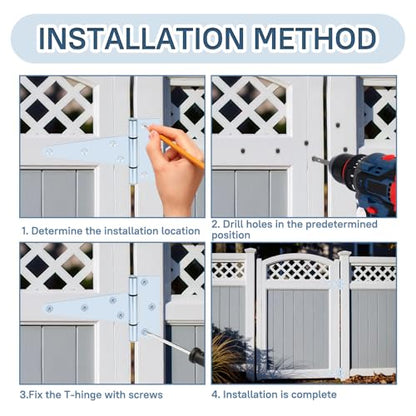 5" Zinc Plated Gate Hinges, 10 Pack T Strap Hinges Heavy Duty for Fence - color: Zinc, size: 5" - 10pack