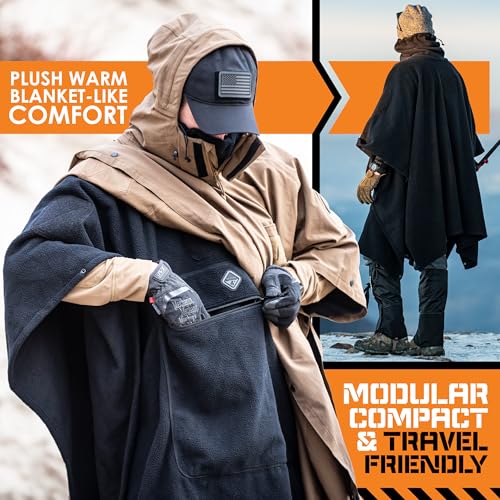 HAZARD 4 Fleece Poncho, Ultra-Plush Wearable Blanket for Home, Camp, Vehicle & Outdoor Use, Cold-Weather Insulation, PonchoVilla Layering System Compatible