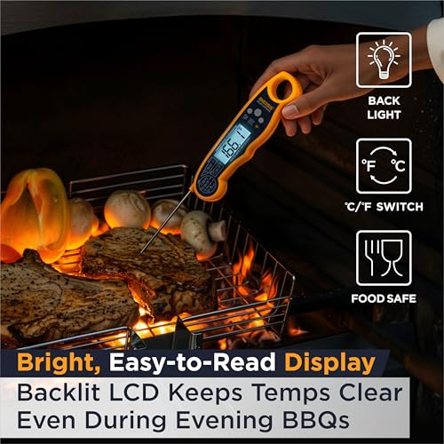 Deiss PRO Digital Meat Thermometer - Ultra Fast Cooking Thermometer with Backlight LCD Display - Waterproof Instant Read Thermometer for Beef, Poultry, BBQ, Candy
