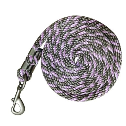Horse Poly Lead Rope with Heavy Duty Bolt Snap, Braided Rope for Horse and Livestock (Light Purple/Silver) - color: Light Purple/Silver