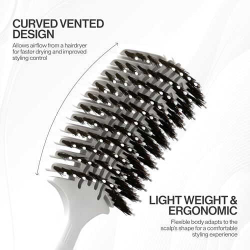 COCCO Aura Vent Boar Brush, Dual-Curved Design for Faster Drying - color: White