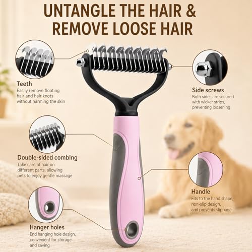 Pet Knotter for Dogs/Cats, Double Sided Pet Grooming Brush,Undercoat Rake Pets Brush for Long Hair Professional Deshedding Tool, Pets Hair Remover Shedding (Blue-L) - color: Blue-L