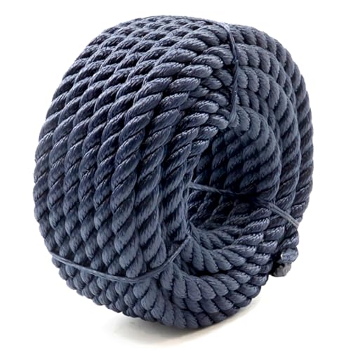 Heavy Duty Twisted PP/Polyester/Nylon Rope, Weather-Resistant & Waterproof Rope for Pool, Marine, Camping, Household Use, Construction & Rigging Applications (Navy, 3/8in X 32FT) - color: Navy, size: 3/8in X 32FT