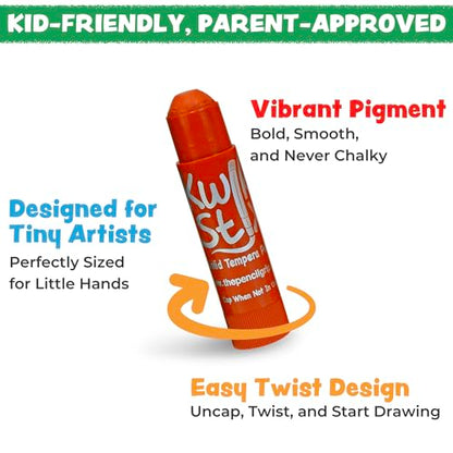 Kwik Stix Solid Tempera Paint Sticks - 12 Pack of White - Same Color Washable, Quick Dry (90 Seconds), ASTM Certified, Non-Toxic, Allergen-Free Kids & Toddler Art Supplies for Home, School & Crafts - color: White