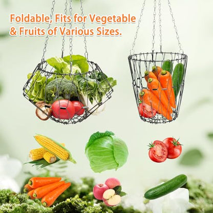 2 Pack Hanging Chicken Feeder Accessories,9.25IN Large Foldable Chicken Vegetable Treat Holder Basket,Sturdy Hanging Poultry Feeder Cabbage Bowl Sack with 4Pcs 20inches Hanging Chain for Chicken Coop - size: Large-2Pack