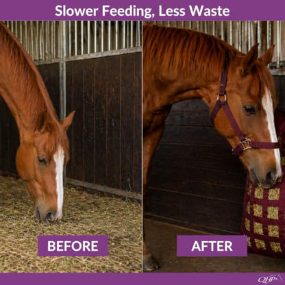 QHP Slow Feeder Hay Bag for Horses - color: Burgundy