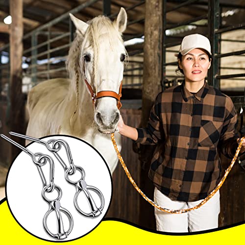 Dunzy 2 Sets Horse Tie Ring, Horse Tack and Supplies Horse Training Equipment Safe Horse Accessories with Eye Bolt, Tie Rings (Silver)