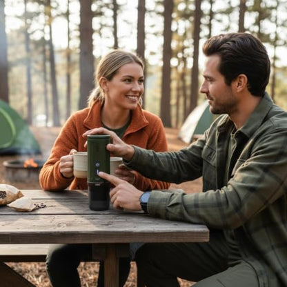 CERA+ PCM03S Portable Espresso Machine, 13500mAh Self-Heating Coffee Maker | 20 Bar Extraction with Up to 8 Cups per Charge, Compatible with NS Pods & Grounds for Camping, Travel & Outdoor Brewing - color: Green