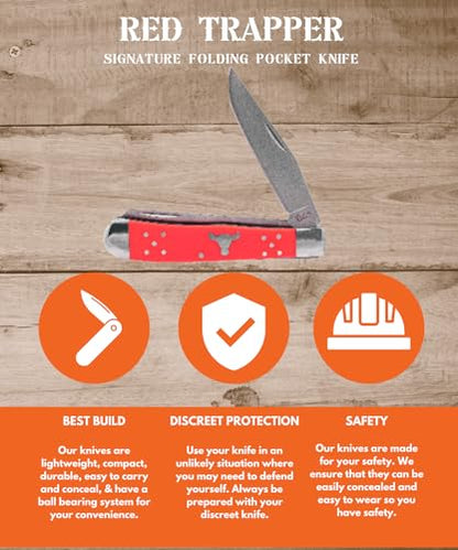 Farrier Knife - Stainless Steel Pocket Knife with Hoof Pick - Red - color: Red