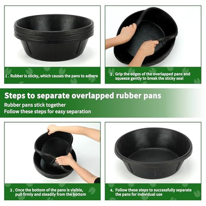3Pcs Heavy Duty Rubber Feed Pan, 8Q/2Gal Horse Feed Bucket - color: Black-3 Pcs, size: 2Gal(8Q)