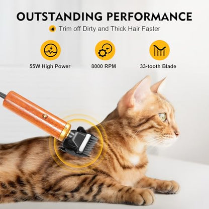 Professional Pet Hair Clipper for Dogs Cats Sheep, 55W High Power,Low Noise