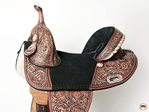 HILASON Western Horse Treeless Trail Barrel American Leather Saddle | for Horses - size: 13 In