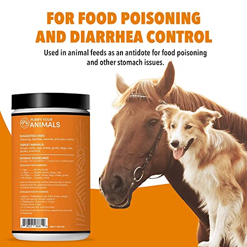 1qt Activated Charcoal Powder for All Kinds of Pets & Livestock, Dog, Cat, Chicken, Horses and More - for Diarrhea, Gas Relief, Liver Support