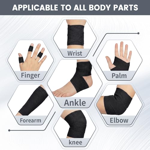 40 Pack 2 Inch Self Sticking Bandage Wrap, Self Adhesive Bandage | Black Athletic Tape, Stretchy Medical Wrap Tape, Breathable Cohesive Bandages Wraps for Finger, Wrist, Thumb, First Aid - color: Black, size: 2IN-40Pack