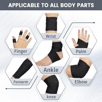 40 Pack 2 Inch Self Sticking Bandage Wrap, Self Adhesive Bandage | Black Athletic Tape, Stretchy Medical Wrap Tape, Breathable Cohesive Bandages Wraps for Finger, Wrist, Thumb, First Aid - color: Black, size: 2IN-40Pack