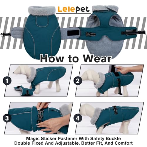Lelepet Dog Coats for Small Dogs Waterproof Dog Jacket with Adjustable Fit - color: Dark Green, size: S
