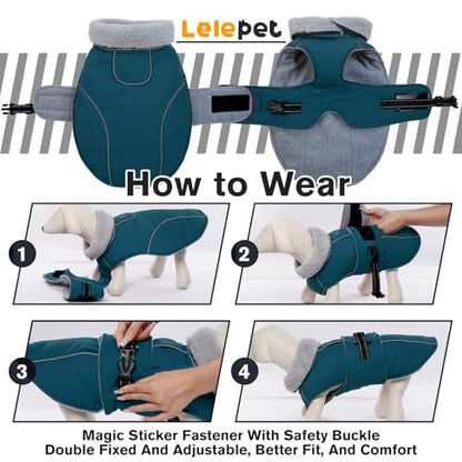 Lelepet Dog Coats for Small Dogs Waterproof Dog Jacket with Adjustable Fit - color: Dark Green, size: S
