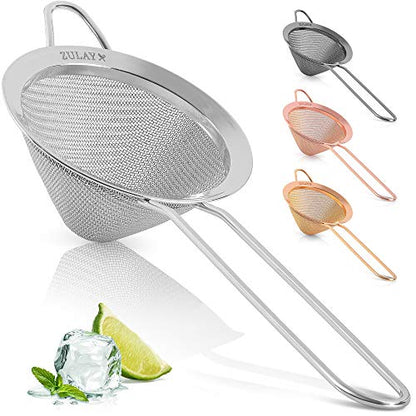 Zulay Kitchen 304 Stainless Steel Fine Mesh Strainer 3.35 in - Strainers Fine Mesh, Tea Strainers for Loose Tea - Perfect for Tea, Cocktails, Juicing, Drinks, Liquids, Matcha, Coffee & More - color: Silver
