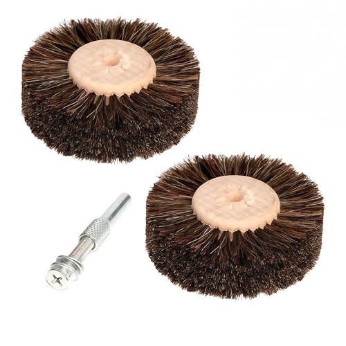 2-Piece Set of Horsehair Brushes, polishing Wheels, Woodworking Furniture, Rotating Drilling Tools (Color: 2-Piece Horsehair Brushes)