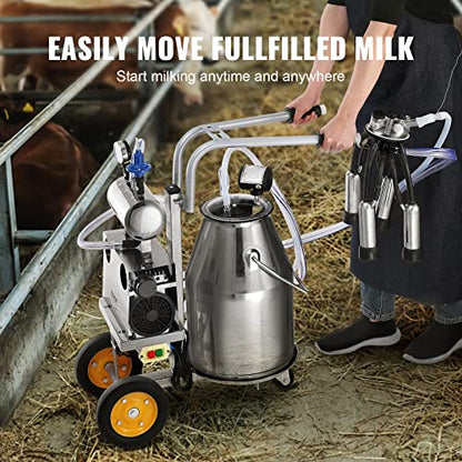 VEVOR Electric Cow Milking Machine 6.6 Gal/25 L Milker 304 Stainless Steel - size: 25 L