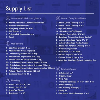 Adventure Medical Kits Marine Series Medical Kit - 600 - Boat First Aid Kit For 8 People 12 Hours From Care - Includes Emergency Medical Supplies Like Bandages, Medicine, Guide Book & More