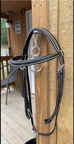 Majestic Ally Padded Leather Brow Band Headstall for Horses - color: Black