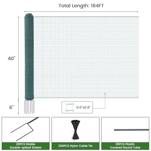 DoCred Non Electric Fence Netting, 40in x 164ft Movable Livestock Nets - size: 40in x 164ft