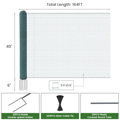 DoCred Non Electric Fence Netting, 40in x 164ft Movable Livestock Nets - size: 40in x 164ft