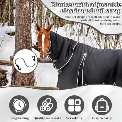 2Pcs Horse Blanket Straps, Adjustable Elastic Leg and Tail Straps, 16" - color: 2 PCS