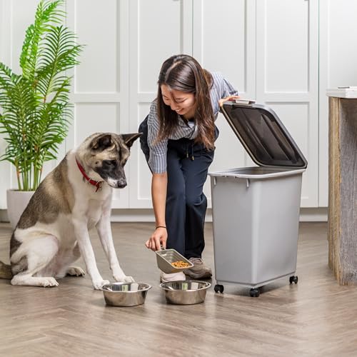 IRIS USA Dog Food Storage Container, Up to 40 lbs, Gray/Dark Gray - color: Gray/Dark Gray, size: 40 lbs