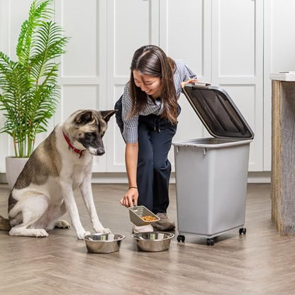 IRIS USA Dog Food Storage Container, Up to 40 lbs, Gray/Dark Gray - color: Gray/Dark Gray, size: 40 lbs