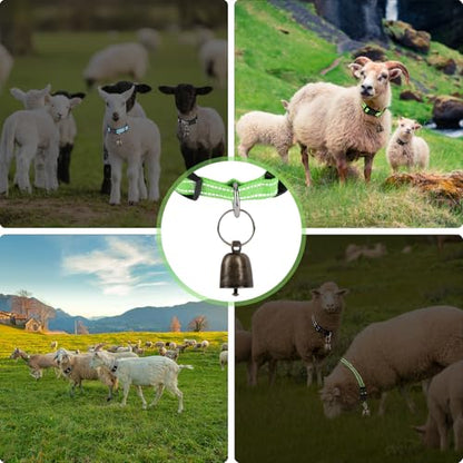5 Pack Reflective Goat Collars with Bells,Anti-Lost Pet Collar - color: Reflective Black+Grey+Green