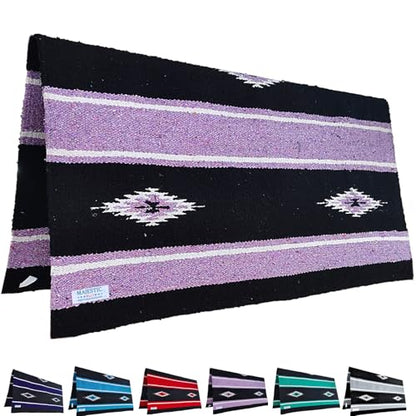 Majestic Ally 36"x 34" Navajo Design Acrylic Saddle Blanket -2.4 lbs (Purple and Black) - color: Purple and Black