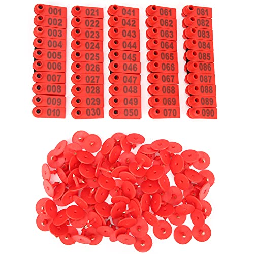 100PCS Livestock Ear Tags for Sheep Goat Cattle 001-100 Number