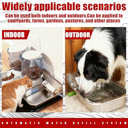 Automatic Dog Water Dispenser 1 Gal/3.8L Outdoor Dog Water Bowl Auto-Fill Water Feeder Stainless Steel Large Livestock Waterer Fit 3/4" GHT Faucet Wide Mouth Wall/Ground Mount - size: 1 Gal