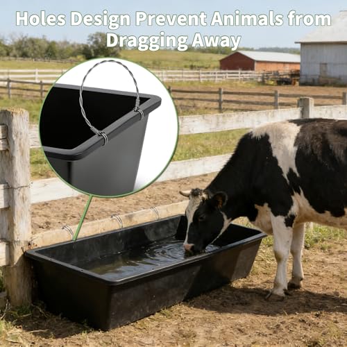 5 Pack 12 Gallon / 48 Quart Plastic Water Troughs for Livestock - color: Black-48Quart, size: 48 Quart
