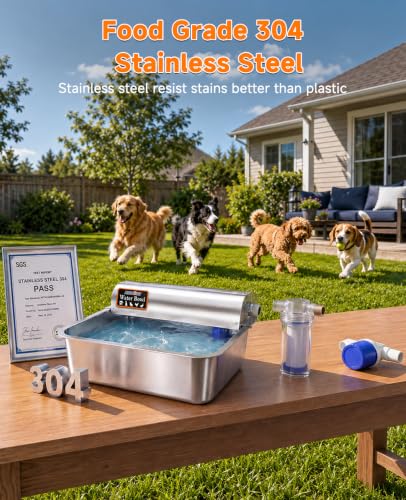 3 Gallon Automatic Dog Water Dispenser 304 Stainless Steel Auto-Fill | 3 Gallon auto water feeder, 304 stainless steel bowl with float valve for pets & poultry indoor outdoor use