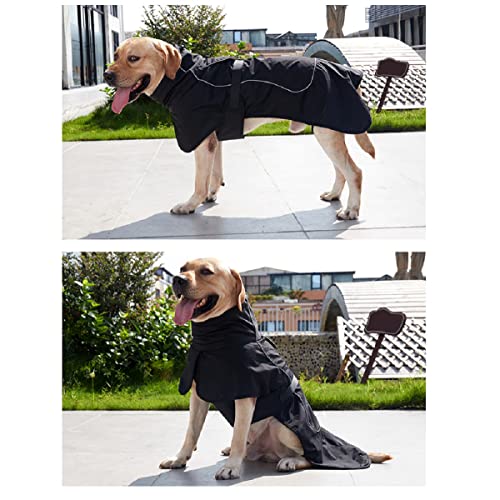 Barkworthies Dog Raincoat - Waterproof Winter Jacket with Velvet Inner, Reflective Strip, Black XS - color: Black, size: X-Small