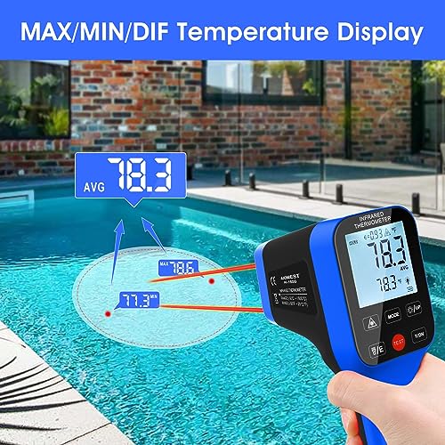 AIOMEST High Temp Thermometer Gun -58℉~2912℉, Pyrometer D:S=30:1 Dual Laser Industrial IR Temperature Meter w/Touch Buttons (NOT for Human Temp) - color: blue