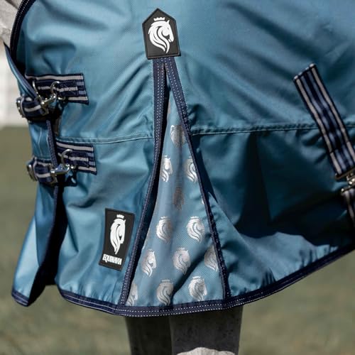 Equinavia Thunder 360 Detachable Neck Light Weight Turnout Blanket 100g - Bluestone Blue - 84 in - color: Bluestone Blue, size: 84 in