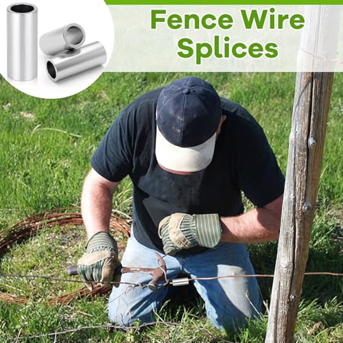 Blulu 50 Pack Barb Wire Crimpers Fence Wires Splice,1 Inch,Silver - color: Metallic Color, size: 1 Inch