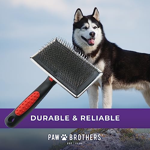 Paw Brothers Professional Grade Extra Long Slicker Brush - Ergonomic Handle, Removes Loose Undercoat and Tangles for Dogs - style: Extra Long Hard Pin