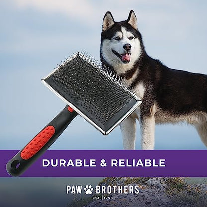 Paw Brothers Professional Grade Extra Long Slicker Brush - Ergonomic Handle, Removes Loose Undercoat and Tangles for Dogs - style: Extra Long Hard Pin