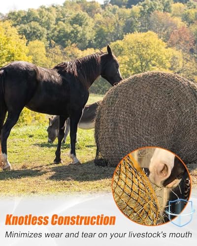 6x6ft Round Bale Hay Net, Knotless Slow Feeder Hay Net for Horses - size: 6x6Ft