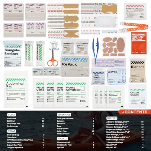 RHINO RESCUE 240pcs First Aid Kit Refill Supplies - size: 220 Piece