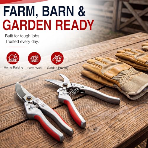 2 Pcs 8.3 Inch Goat Hoof Trimmers Farrier Shears, Stainless Steel Curved Blade Sheep Hoof Clippers, Livestock Nail Trimming Tool for Goats, Sheep, Pig, Horse, Garden Scissors