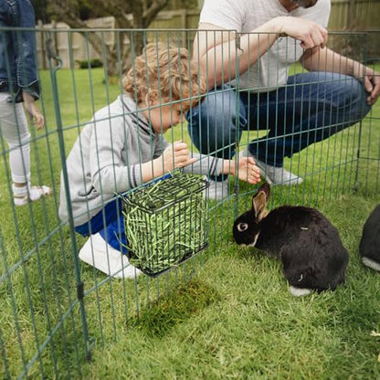 Rabbit Hay Feeder with Lid, Metal Hay Rack with Adjustable Hook - size: Square feeder