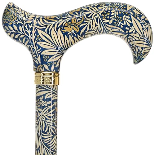 Royal RC Canes Walking Sticks for Men and Women - Stylish Designer Fashionable Adjustable Derby Canes - Lightweight Aluminum Cool Walking Sticks with HD Patterns - color: Blue /Gold Floral (Multicolor)